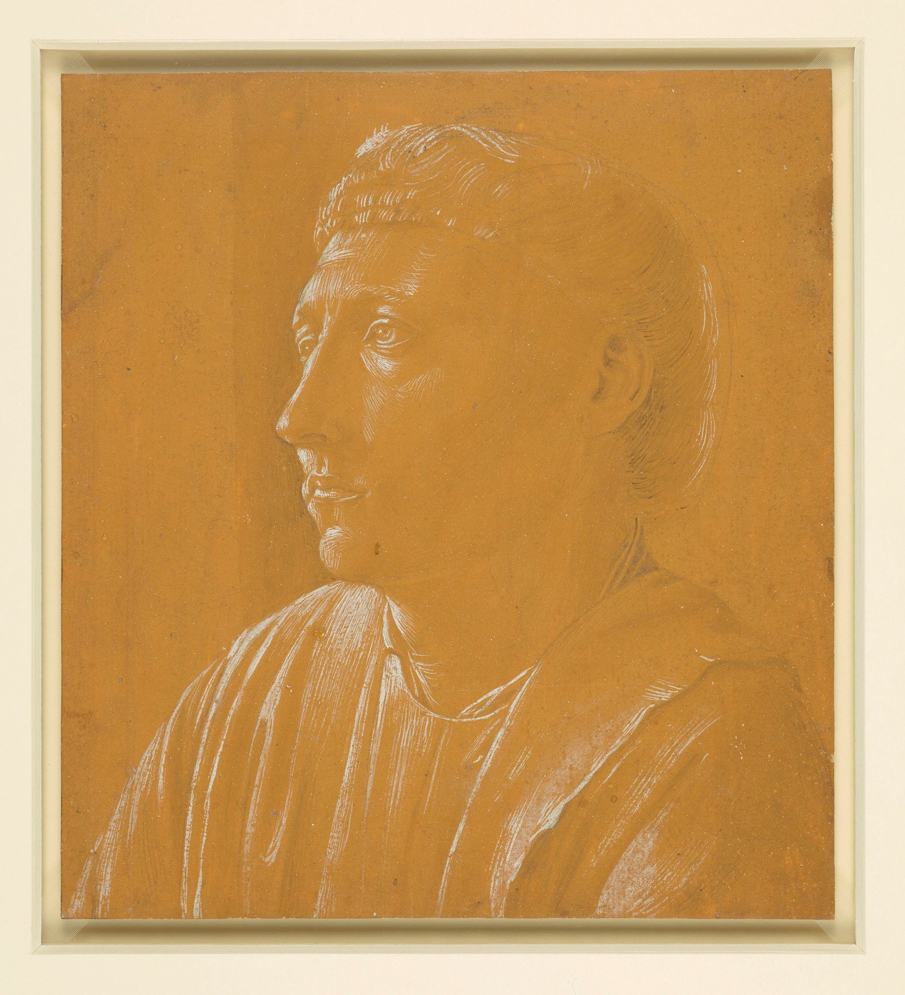 A drawing of the bust of a cleric, possibly intended for a St Lawrence. The drawing is of the type produced in the immediate circle of Fra Angelico: B. Berenson (Drawings of the Florentine Painters, no. 163) attributed the drawing&nbsp;to Fra Angelico him