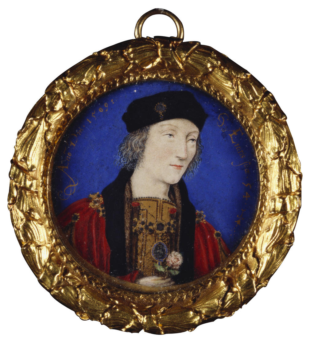 This miniature, and three others by Hilliard, date from around 1600 and were part of the 'Bosworth Jewel', which commemorated the start of Tudor rule after Henry VII's victory over Richard III at the Battle of Bosworth in 1485. The four portraits show Hen