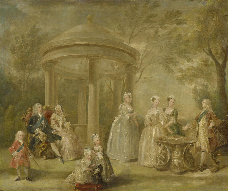 The family of George II seated beneath trees