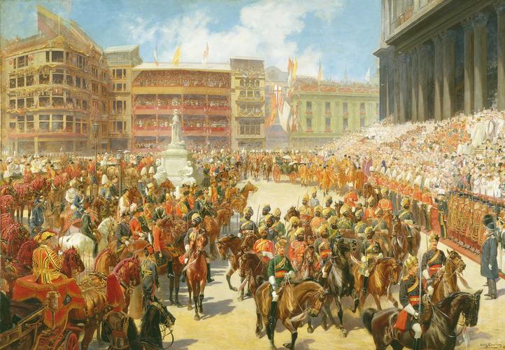 'God Save The Queen': Queen Victoria arriving at St Paul's Cathedral on the occasion of the Diamond Jubilee Thanksgiving Service, 22 June 1897 'God Save The Queen': Queen Victoria arriving at St Paul's Cathedral on the occasion of the Diamond Jubilee Thanksgiving Service, 22 June 1897