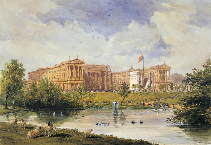 Buckingham Palace: the east front from St James's Park