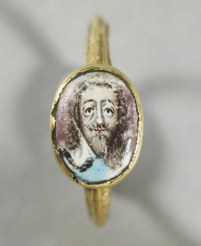 Gold ring with a miniature of Charles I