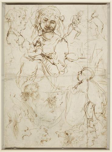 The Virgin and Child with the infant Baptist, and heads in profile The Virgin and Child with the infant Baptist, and heads in profile