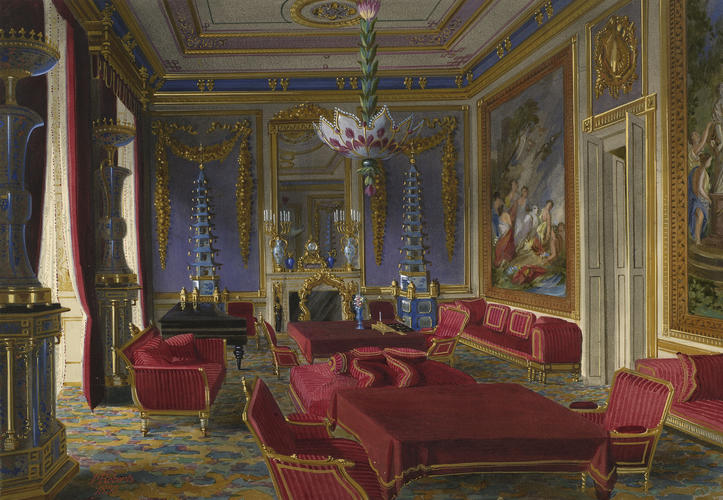 The Tapestry Drawing-Room at Buckingham Palace as prepared for the Empress Eugenie