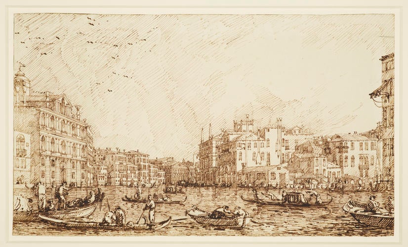 Venice: The lower bend of the Grand Canal, looking north-west