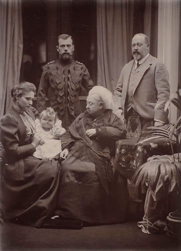 Queen Victoria with Albert Edward, Prince of Wales and Tsar Nicholas II and his family, Balmoral, 1896