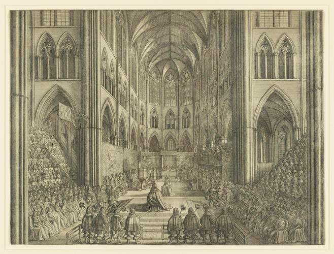 The Coronation of King Charles the II in Westminster Abbey the 23 of April 1661