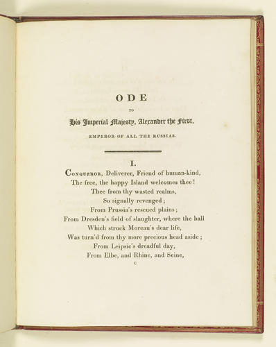 Carmen Triumphale, for the commencement of the year 1814 / by Robert Southey . With: Odes to His Royal Highness the Prince Regent, His Imperial Majesty the Emperor of Russia and His Majesty the King o