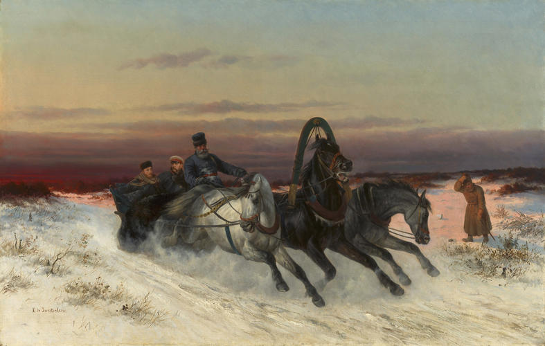 Alexander II, Emperor of Russia (1818-1881) with Edward VII (1840-1910) when Prince of Wales in a Troika at St Petersburg