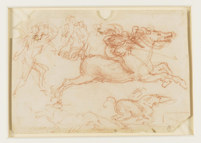 Galloping and kicking horses, and a foot soldier Galloping and kicking horses, and a foot soldier