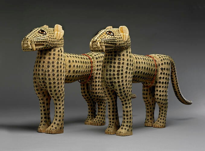 Carved leopards