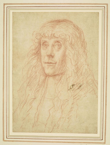 A portrait of a man wearing a wig