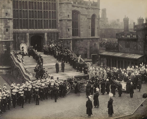 Queen Victoria's funeral cortege outside St George's Chapel, Windsor Castle, 2 February 1901