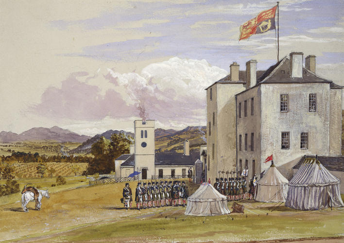 Blair Castle, with the Highland guard