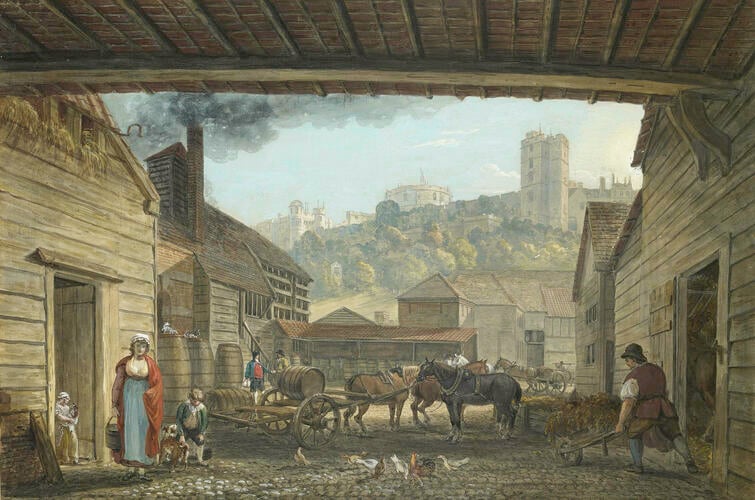 View of Windsor Castle from Mr Isherwood's Brewhouse in Datchet Lane