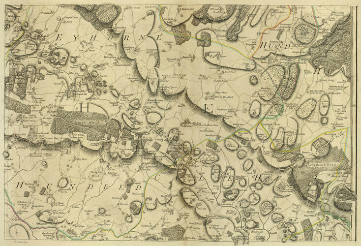 A TOPOGRAPHICAL MAP OF THE COUNTY OF KENT IN TWENTY FIVE SHEETS ON A SCALE OF TWO INCHES TO A MILE, FROM AN ACTUAL SURVEY. .