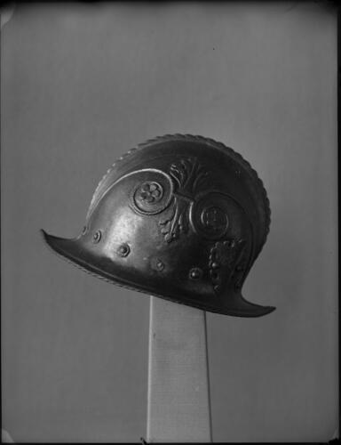 Glass plate negative of a helmet Glass plate negative of a helmet