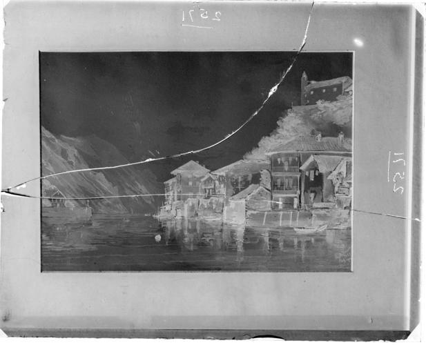 Glass plate negative of a watercolour Glass plate negative of a watercolour