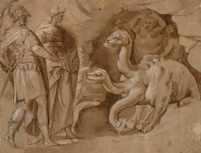 Aeneas and the Sibyl at the Gates of Avernus