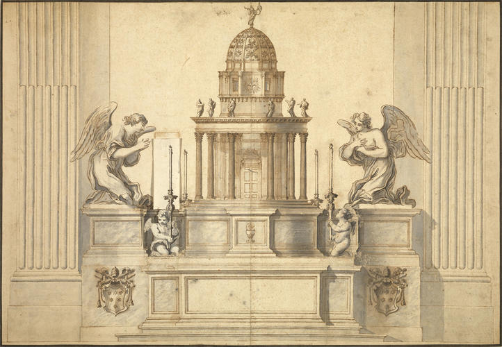 Rome, St Peter's, altar of the Cappella del SS. Sacramento: a design for the whole altar and candlesticks Rome, St Peter's, altar of the Cappella del SS. Sacramento: a design for the whole altar and candlesticks