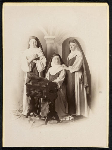 Balmoral, Tableaux-Vivants 5-6 Oct 1888. The Princesses Louise, Victoria and Maud of Wales as nuns Balmoral, Tableaux-Vivants 5-6 Oct 1888. The Princesses Louise, Victoria and Maud of Wales as nuns