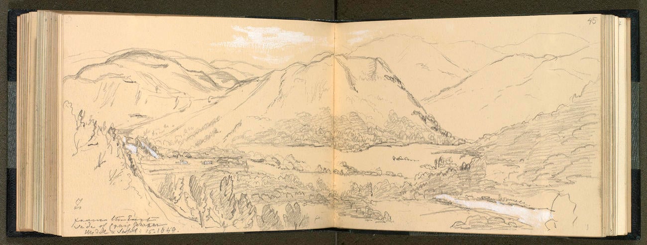 Master: SKETCHES FROM NATURE V. R. 1849 TO 1851
Item: From the side of Craig Gowan