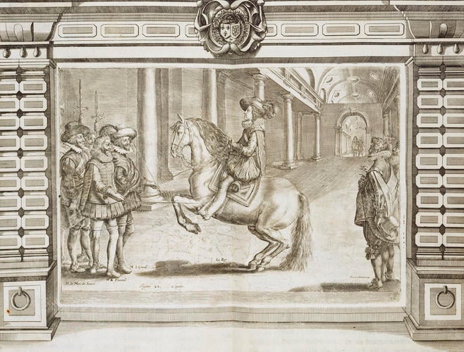 L'Instruction du Roy, en l'exercice de monter à cheval / par Antoine de Pluvinel ; [illustrated by] Crispian de Pas