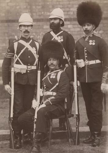 Four soldiers from the Coldstream Guards who served in the Anglo-Egyptian War Four soldiers from the Coldstream Guards who served in the Anglo-Egyptian War