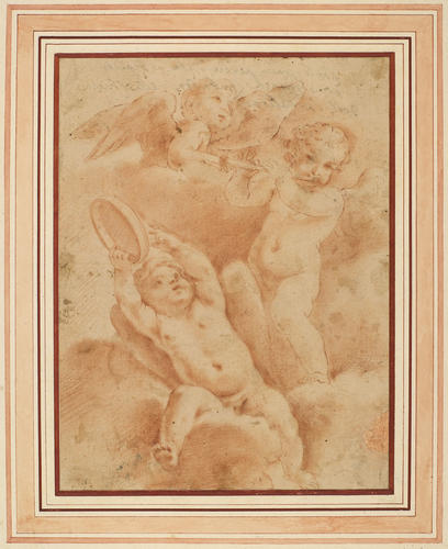 Three putti with musical instruments
