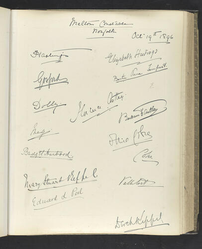 Autographs of house guests at Melton Constable Hall, Norfolk