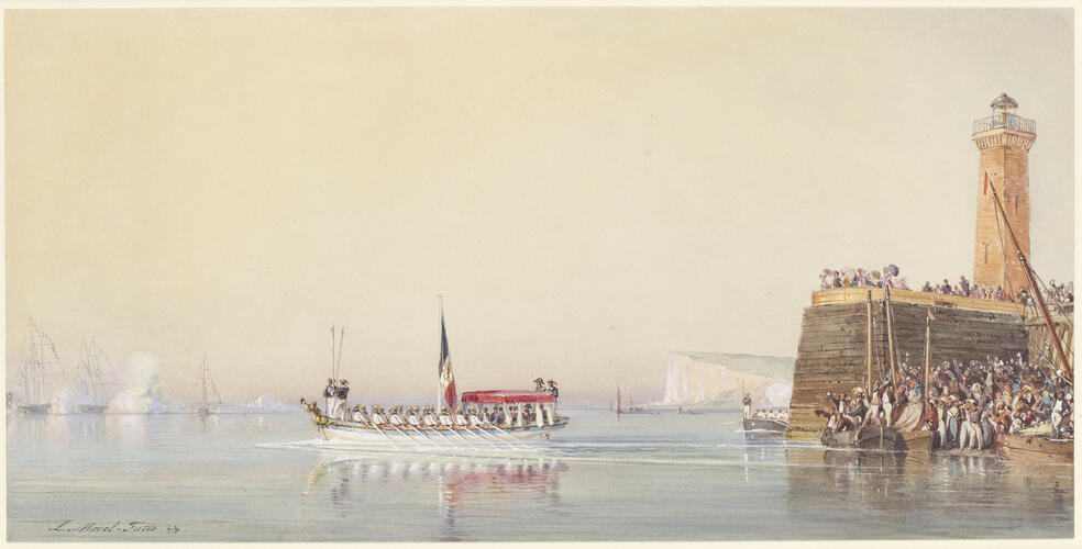 Royal visit to Louis-Philippe: the King leaving Le Tréport in the royal barge to go aboard the Victoria and Albert, 2 September 1843 Royal visit to Louis-Philippe: the King leaving Le Tréport in the royal barge to go aboard the Victoria and Albert, 2 September 1843