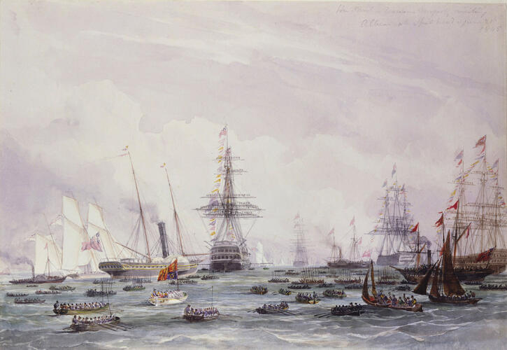 Queen Victoria visiting the Albion at Spithead, 21 June 1845