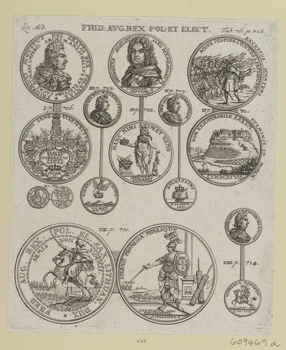 Master: [Engravings of the medals of August II the Strong, King of Poland and Elector of Saxony]
Item: FRID AVG POL ET ELECT