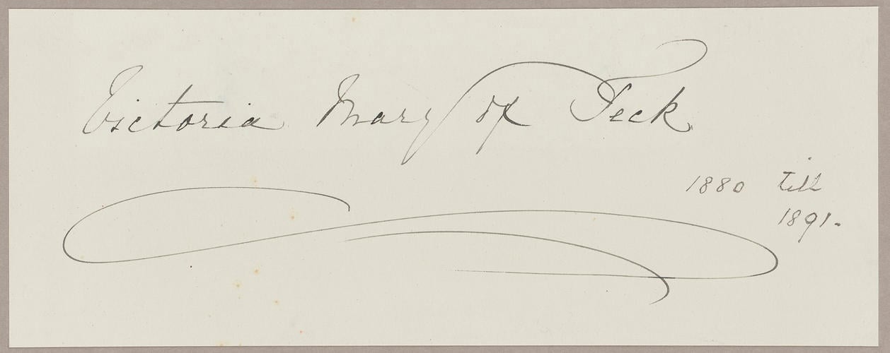 Signature of Queen Mary (1867-1953) when Princess Victoria Mary of Teck, 1880-91