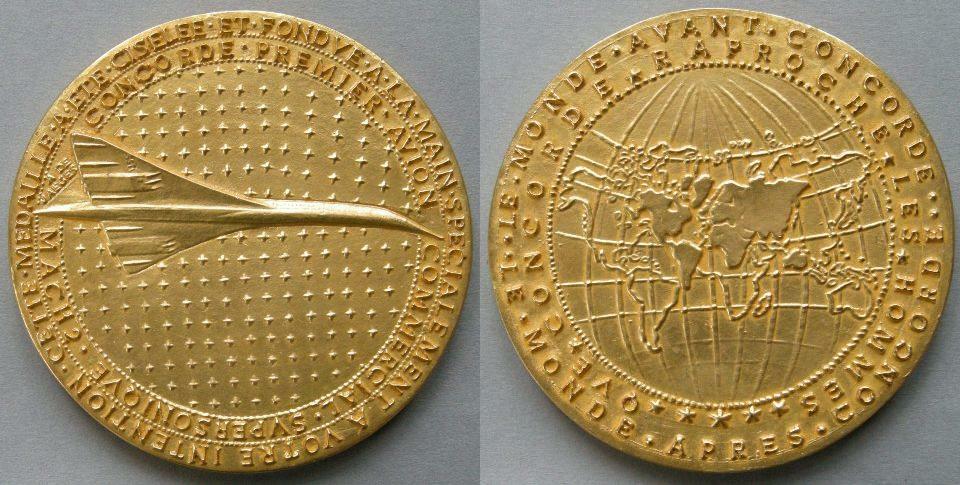 France. Medal commemorating the intention to build 'Concord' for commercial supersonic flying