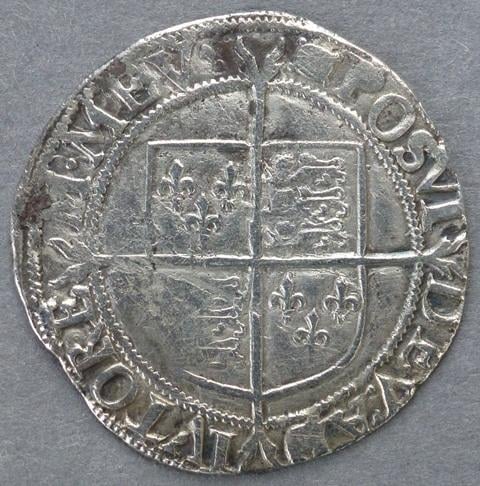 Elizabeth I. Shilling, mintmark woolpack Elizabeth I. Shilling, mintmark woolpack