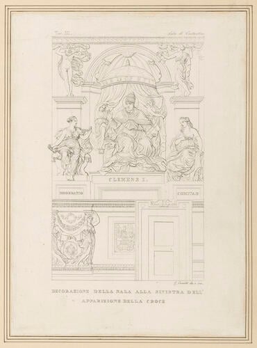 Master: The plan and frescoes of the Sala di Costantino in the Vatican
Item: Pope Clement enthroned between allegorical figures of Temperance and Meekness