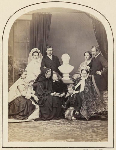 Group photograph with bust of Prince Albert