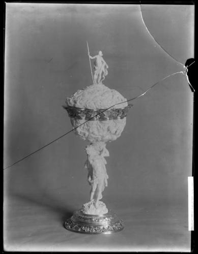 Glass plate negative of carved ivory cup Glass plate negative of carved ivory cup