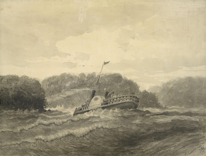 Steamer in the rapid of Long Sault