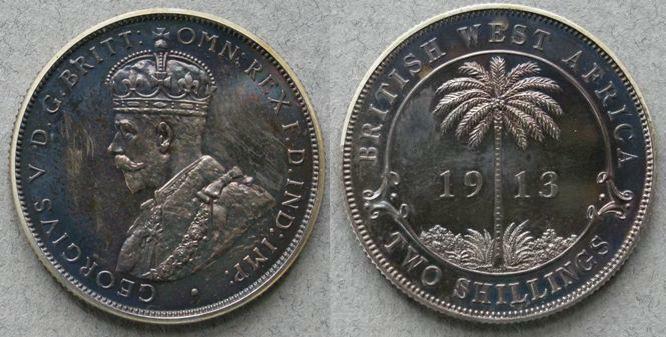 British West Africa. Proof florin, 1913 British West Africa. Proof florin, 1913