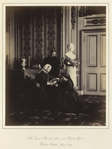 Queen Victoria, Princess Alice and Prince Alfred in mourning Queen Victoria, Princess Alice and Prince Alfred in mourning