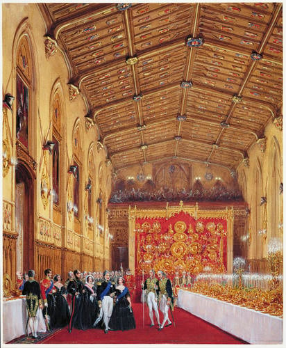 Queen Victoria and Louis-Philippe entering St Georges Hall for the Garter Banquet, 11 October 1844