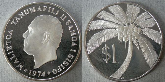 Western Samoa. Proof One Dollar 1974 Western Samoa. Proof One Dollar 1974