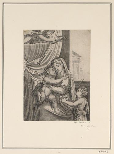 The Virgin and Child, with the Infant Baptist and an angel holding a crown