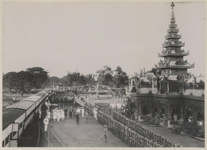 The arrival of the Royal Train in Rangoon: Edward, Prince of Wales. Royal Tour of India, 1921-1922