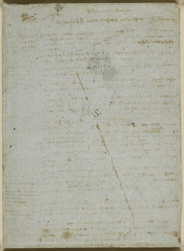 Recto: A rough sketch of blood flow in the heart. Verso: Notes on the tissues of the body