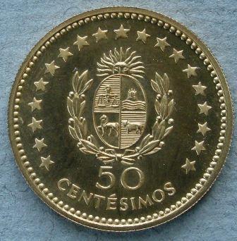 Uruguay. Proof in gold of the 50 centesimos, 1960 Uruguay. Proof in gold of the 50 centesimos, 1960