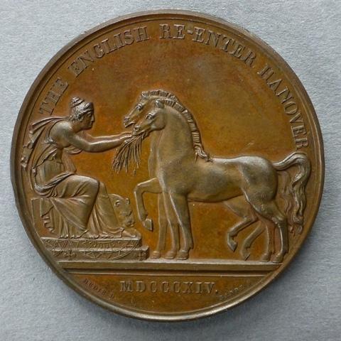 Medal commemorating the Duke of Cambridge and the re-entry of the English army into Hanover, 1814. 1814 Medal commemorating the Duke of Cambridge and the re-entry of the English army into Hanover, 1814. 1814