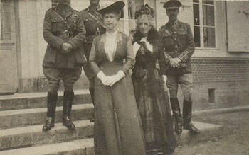 Master: Page 34 of Queen Mary's Album, volume 18, 20 June 1916 to 20 September 1918
Item: Queen Mary and the Countess of Airlie, Abbeville Master: Page 34 of Queen Mary's Album, volume 18, 20 June 1916 to 20 September 1918
Item: Queen Mary and the Countess of Airlie, Abbeville
